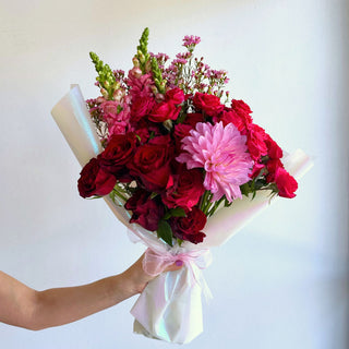 valentine's day triple fresh flower bouquet wrap